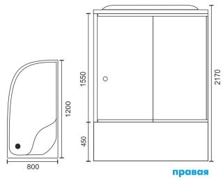 дверь для кабины RB8120BK1-M-R